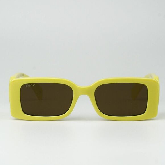 NEW Gucci GG1325S 007 Acid Yellow Brown Rectangle Unisex Sunglasses GG 1325S - Picture 1 of 10